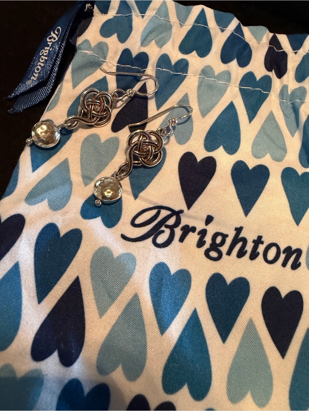 Brighton Celtic Knot/interlocking Scroll Hammered Disc French Drop Earrings - Picture 2 of 2